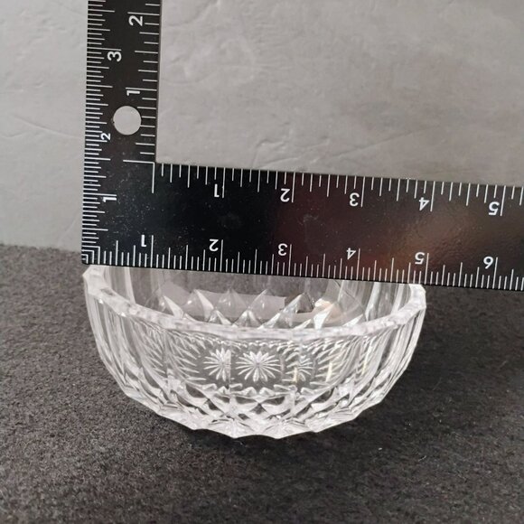 Val St Lambert Crystal Cut Bowl 5" Vintage Glass Dish Starburst Design Signed - Picture 3 of 8